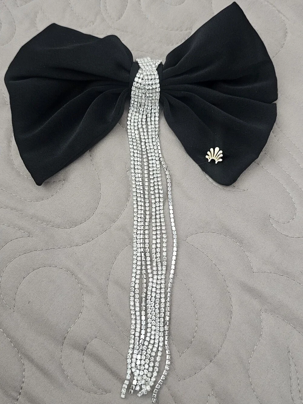 LELE SADOUGHI Jet Crystal Kristina Crystal Bow Barrette